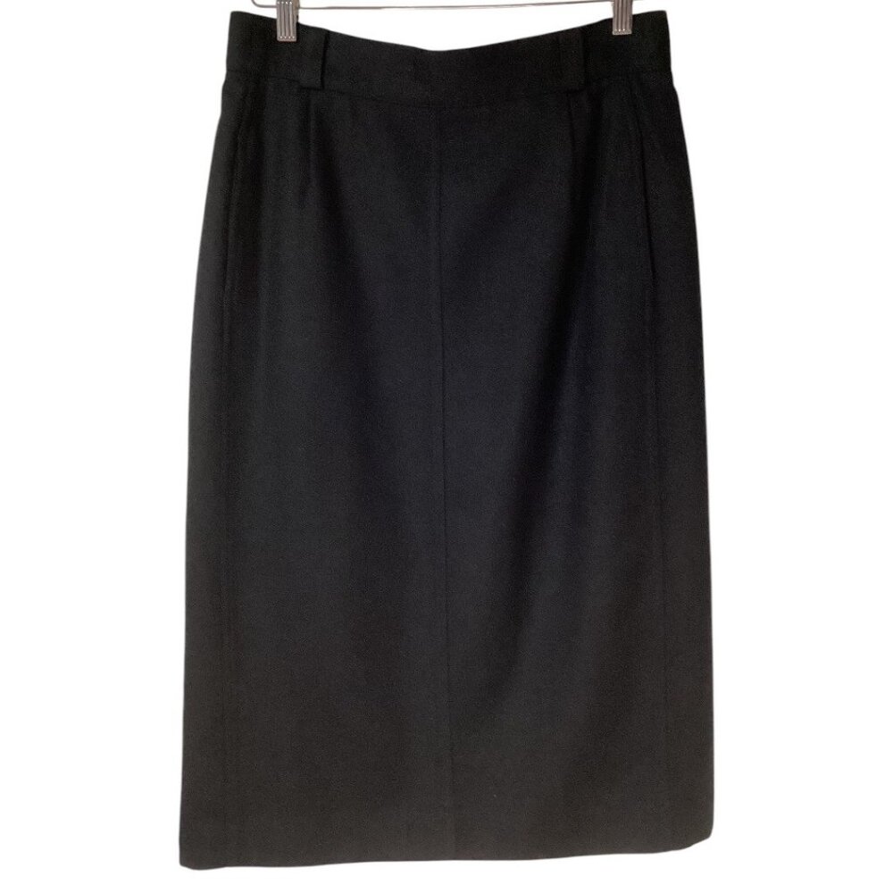 Vintage 1980's Brooks‎ Brothers Black Wool Skirt - Woman's Size 14